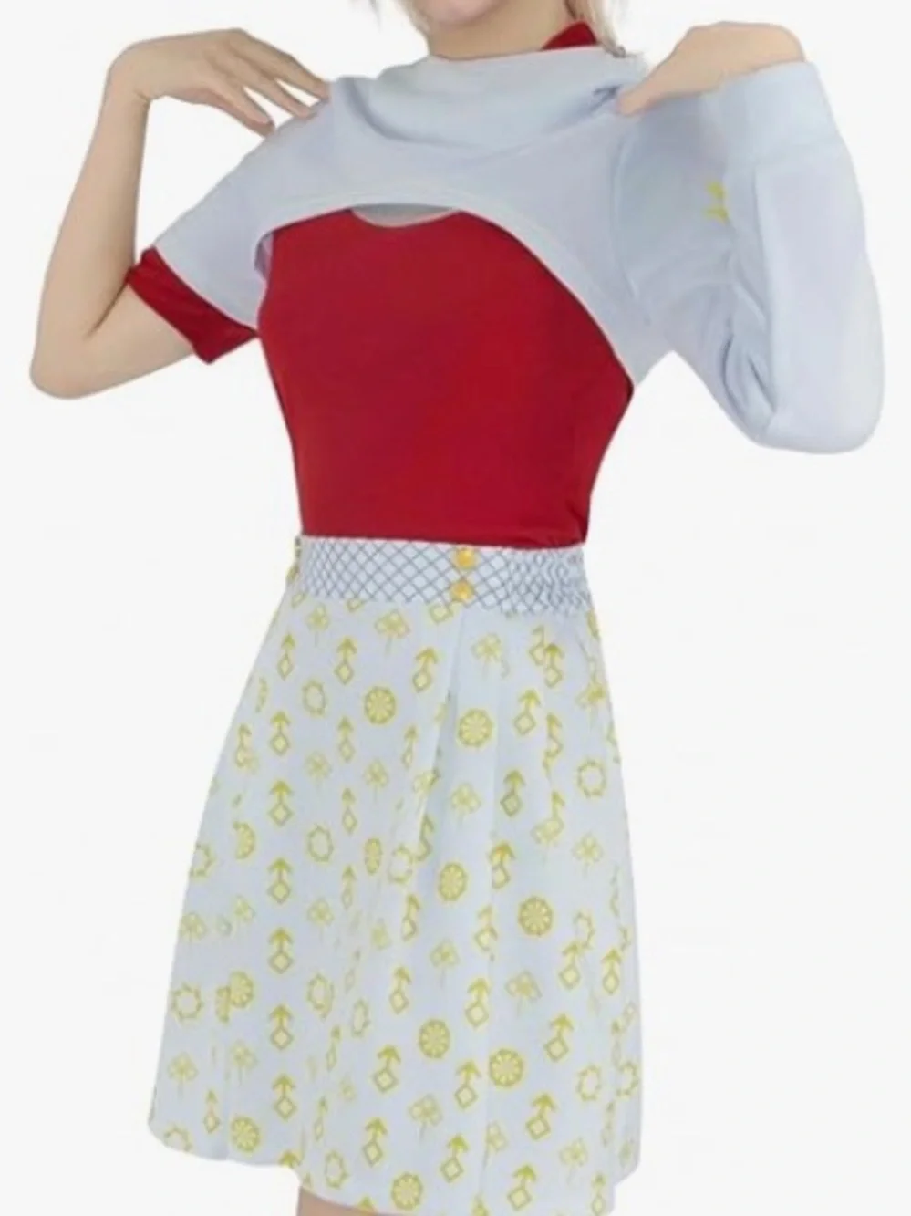 Large Nova costume Girls Red and White Costume Dress with Gold Accents - Zombies